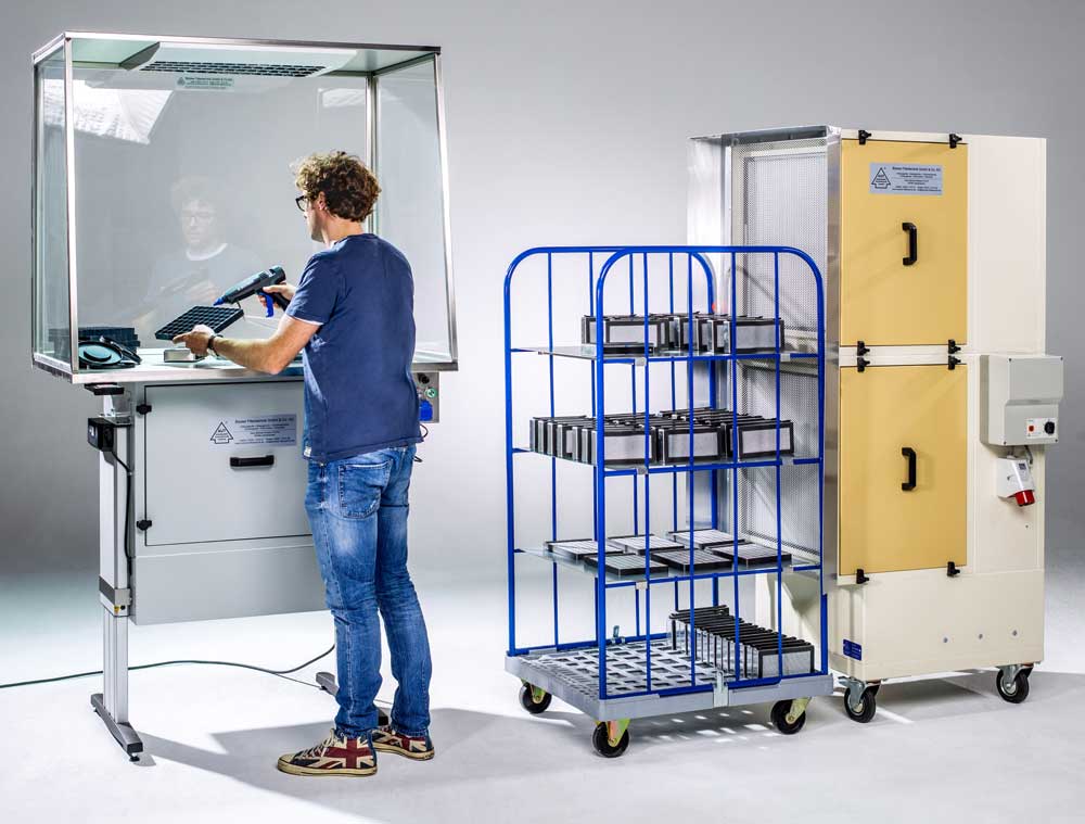 Böcker Filtertechnik Arbeitsplatz für Klebearbeiten Stehend Sitzen